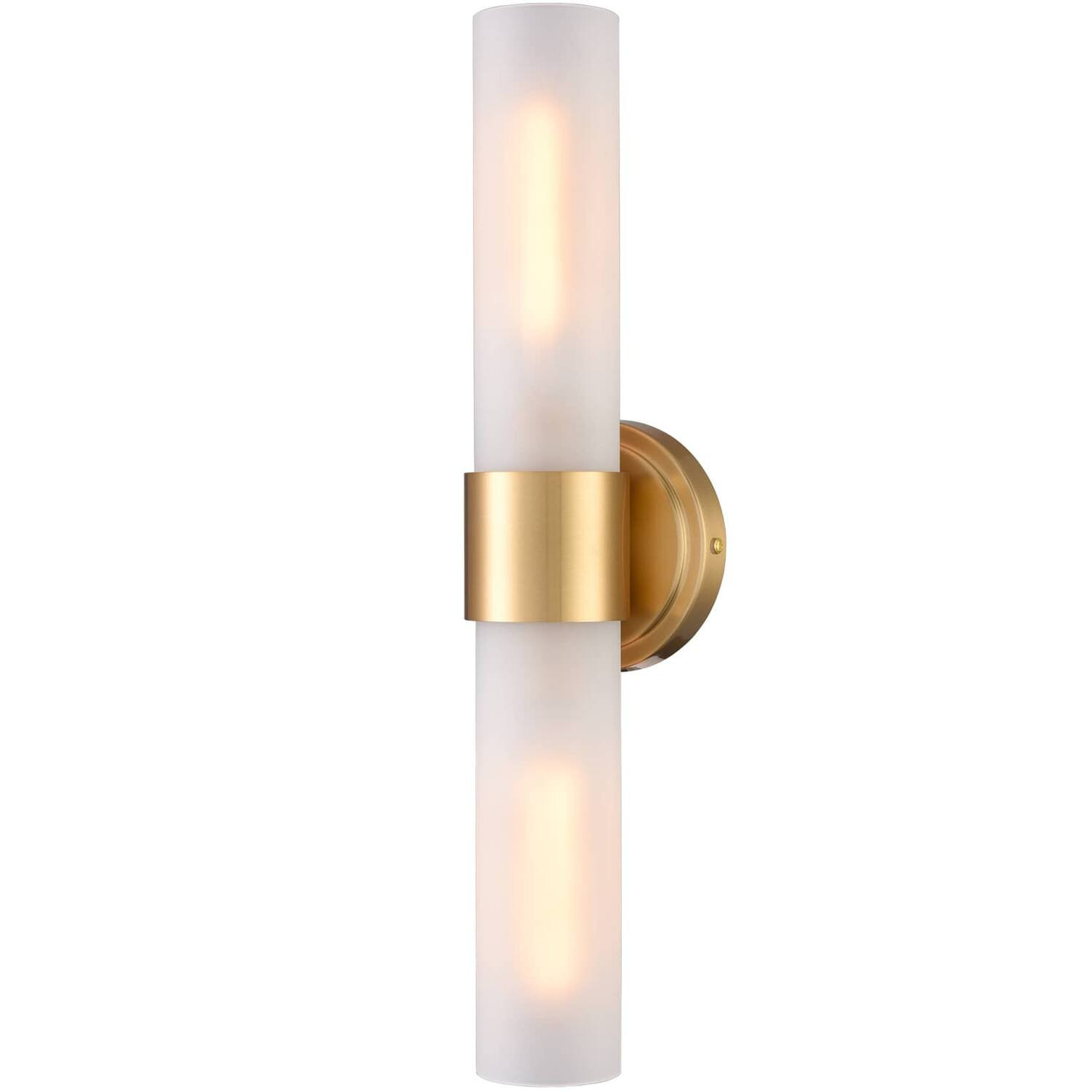 MOOSE - Modern Bathroom Sconces Cylinder Frosted Glass, 2-Light - Gold | Best Buy U.S.