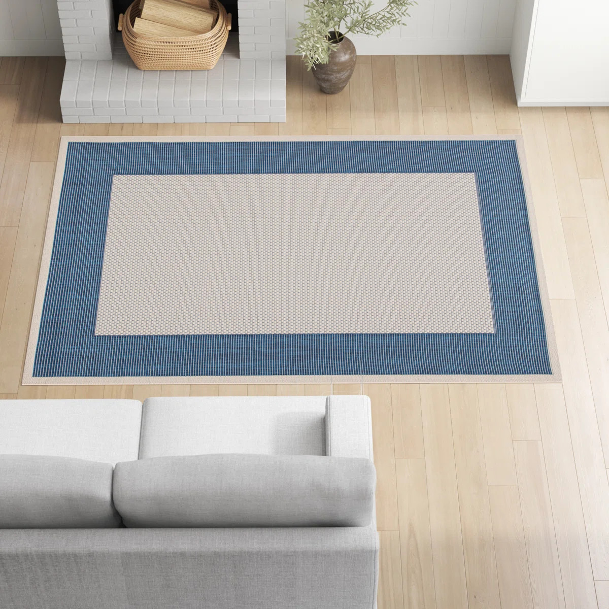 Tirrelle Beige/Navy Indoor/Outdoor Area Rug | Wayfair North America