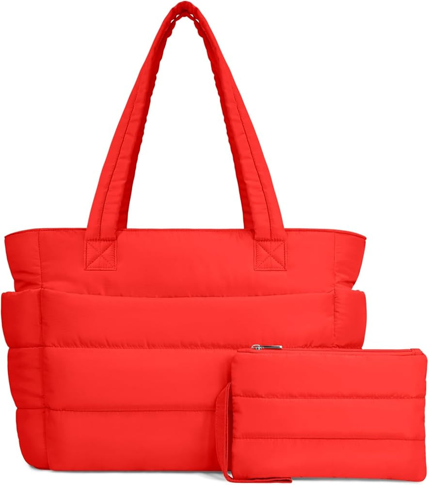 TOPDesign Puffer Tote Bag for Women, Lightweight Puffy Handbag with Compartments, Quilted Shoulde... | Amazon (US)