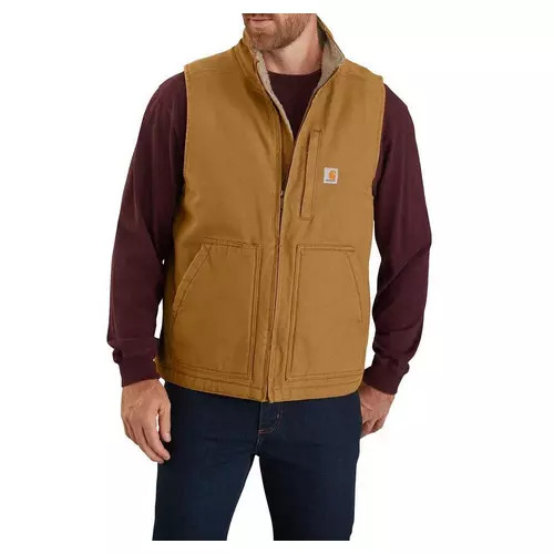 Men's Carhartt Loose Fit Washed Duck Sherpa-Lined Mock Vest | Scheels Sports