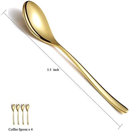 Gold Coffee Spoons 4 Pieces, Homquen 5.5" Modern Design Stainless Steel Demitasse Espresso Spoons... | Amazon (US)
