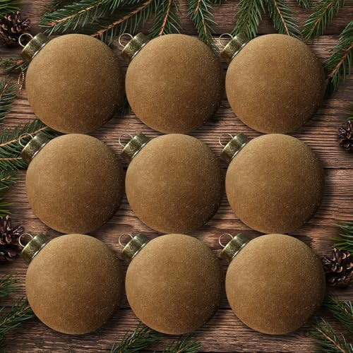9 Pack Velvet Ornaments for Christmas Tree Decorations - Xmas Ball Ornament for Indoor Holiday Decor - Shatterproof Christmas Bulbs Ornaments, Brown | Amazon (US)