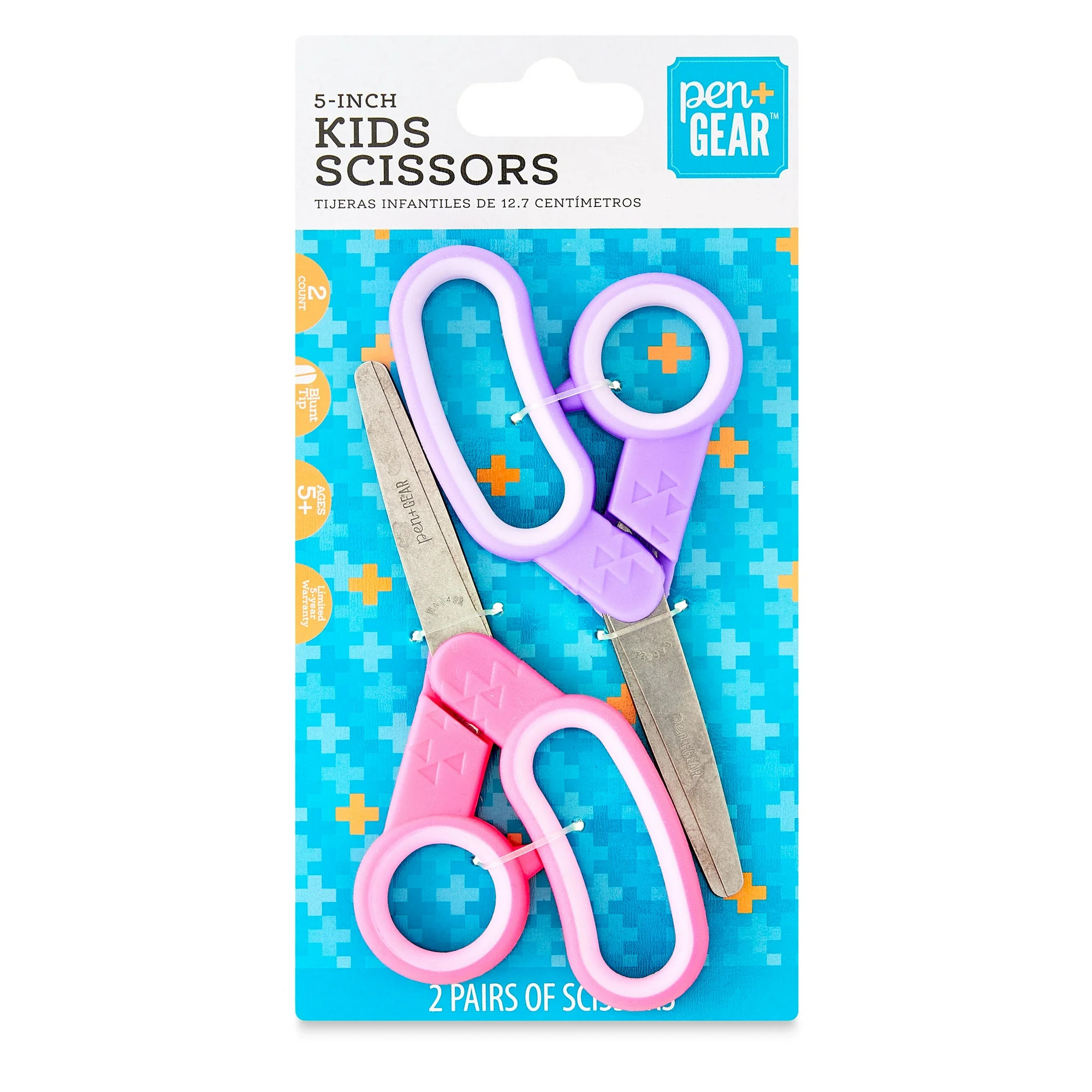 Pen and Gear Blunt Tip 5" Scissors for Kids 4+, School Supplies, Light Pink/Purple, 2 Pack - Walm... | Walmart (US)