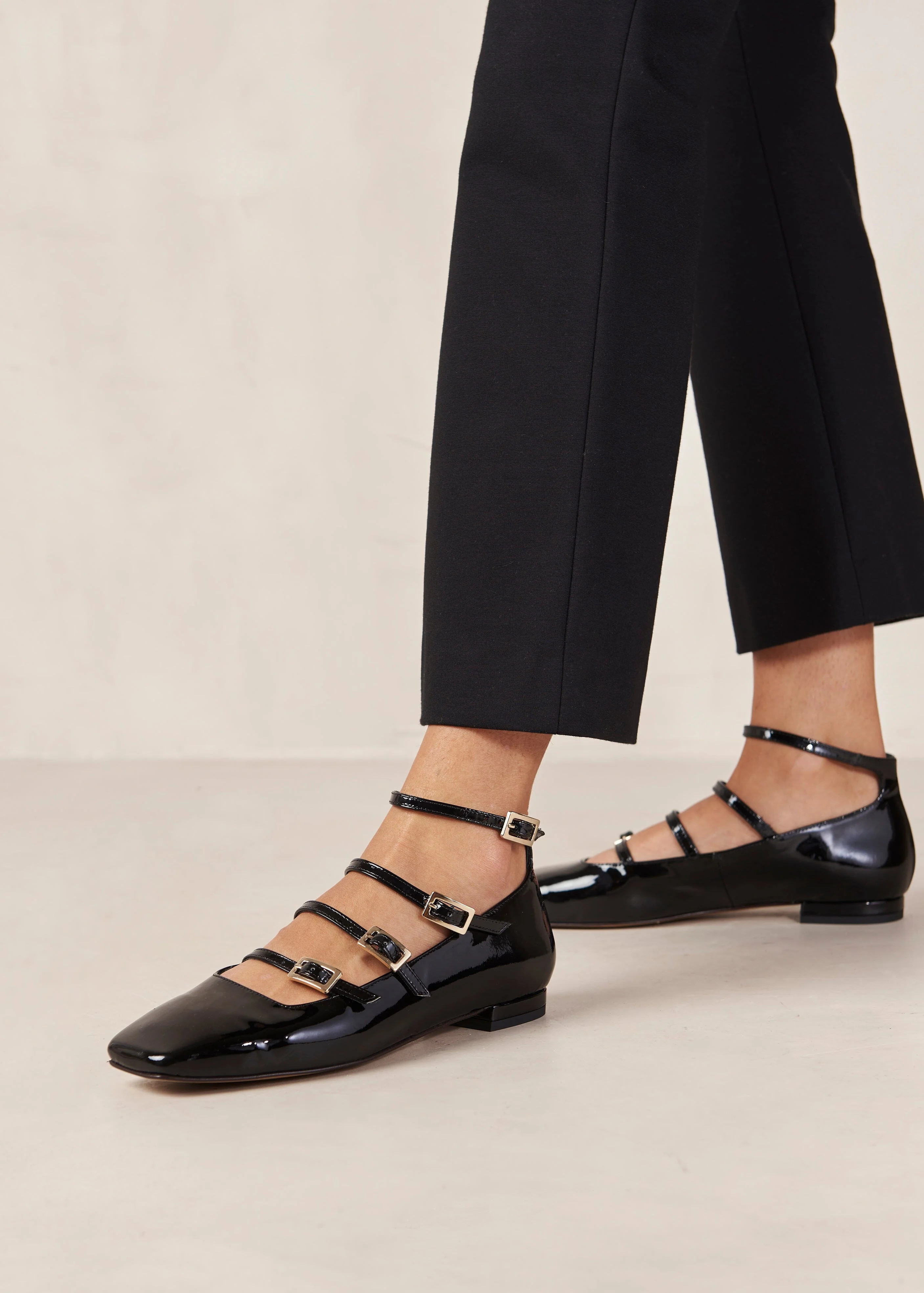 Luke - Black Patent Leather Ballet Flats | Alohas FR