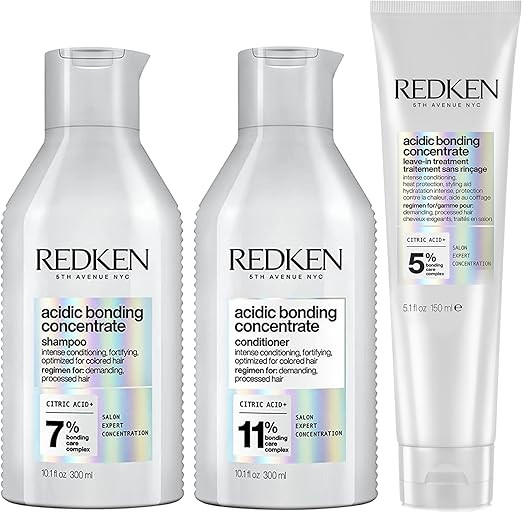 REDKEN Acidic Bonding Concentrate, Shampoo, Conditioner & Leave-In Treatment Set, Bond Repair for... | Amazon (UK)