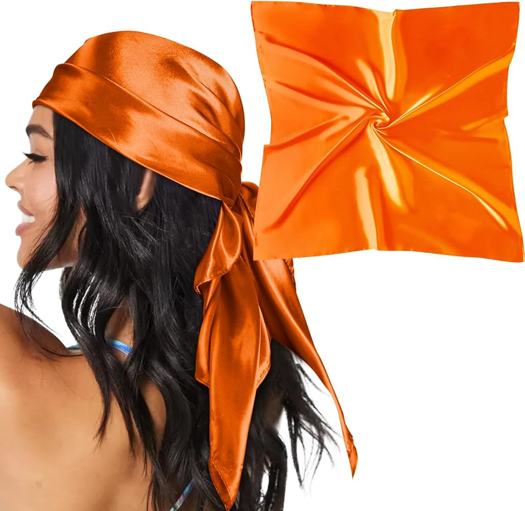 35" Large Satin Head Scarf for Women Silk Hair Scarf Solid Color Hair Bandana for Night Hair Wrap... | Amazon (US)