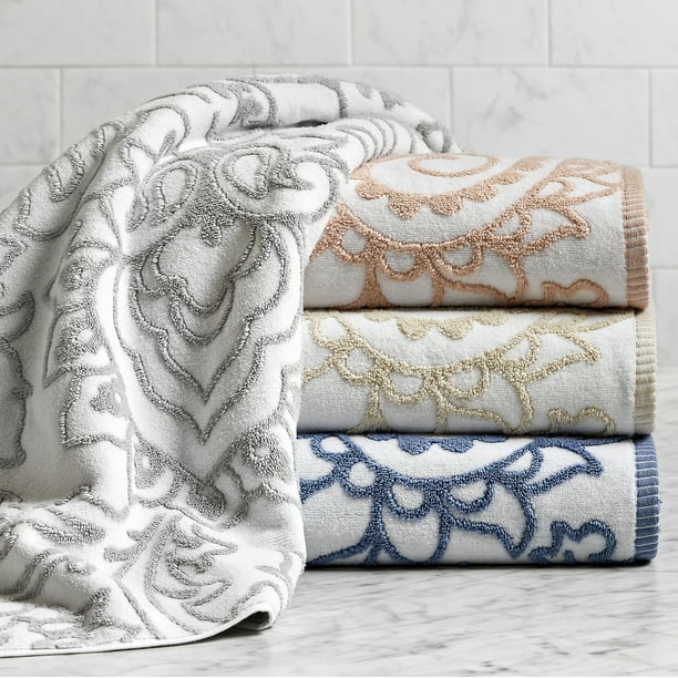 Better Homes & Gardens Sheared Paisley Bath Towel, Soft Silver | Walmart (US)