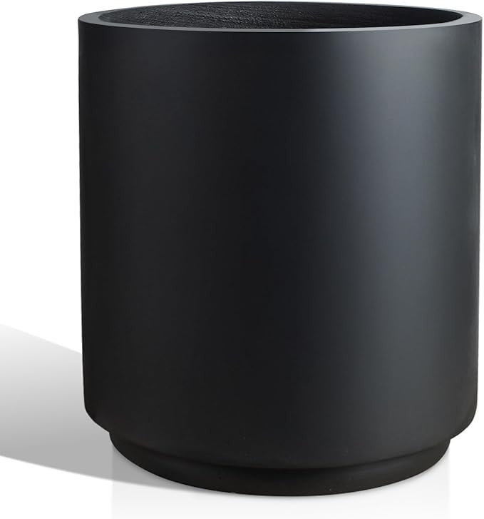 Concrete Planter Outdoor Indoor, Large Cement Plant Pots for Trees Flowers (Black, 16 inch) | Amazon (US)