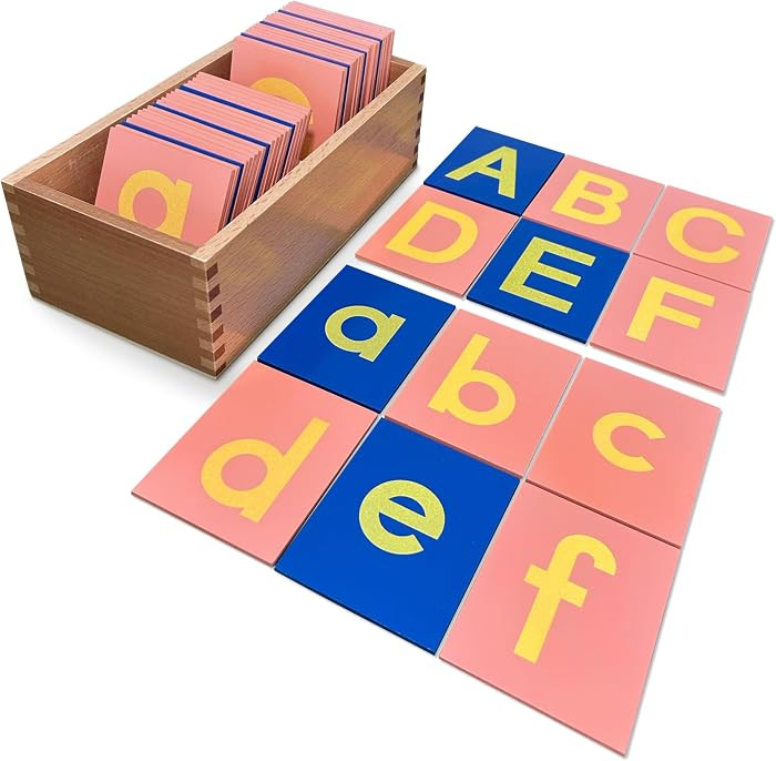 Montessori Sandpaper Letters | Lowercase and Uppercase | PP Wood Tiles | Vowel Consonant Color Co... | Amazon (US)