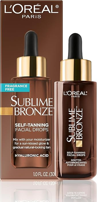 L'Oreal Paris Sublime Bronze Self Tanning Facial Drops with Hyaluronic Acid, Gradual Tan, Fragran... | Amazon (US)