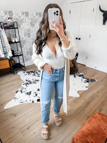 Bodysuit — small
Cardigan — small
Jeans — 27

*pasties are the exact ones that I’m wearing! 

shapewear bodysuit | white lace bodysuit | Levi’s ripped jeans | chunky neutral sandals | spring outfit | spring outfits | spring fashion | duster cardigan | spring fashion | casual outfits | casual style | casual outfit ideas 



#LTKfindsunder50 #LTKfindsunder100 #LTKshoecrush