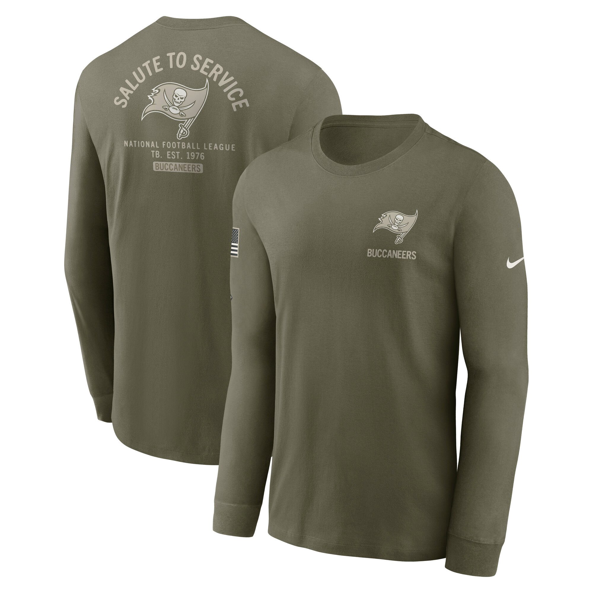 Men's Nike Olive Tampa Bay Buccaneers 2025 Salute to Service Sideline Long Sleeve T-Shirt | Fanatics