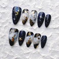 Reusable Hand Painted Galaxy Press On Nails Gel Manicure | Fake Handmade Press-On Nails Long-Lasting Fragrance Free 1-1888 | Etsy (US)