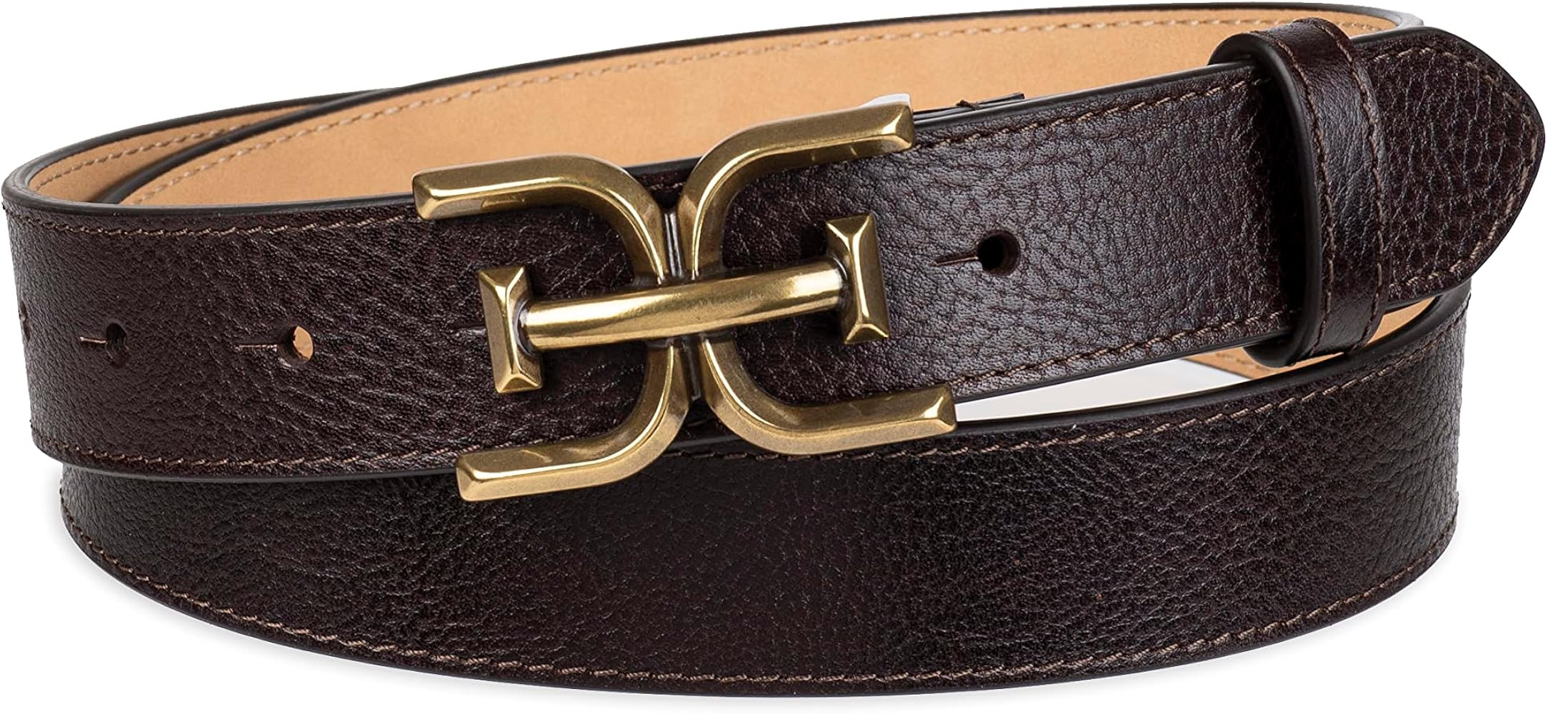 Sam Edelman Women's Fashion Double-E Plaque Logo Buckle Slim Textured Belt for Jeans, Dresses and... | Amazon (US)