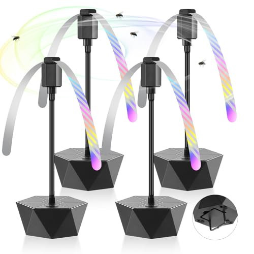 Fly Fans for Tables, Repellent Fans Keep Flies Away, Fly Spinner Table Top with Holographic Blades, Flies Deterrent for Picnic, Party, BBQ (Black, 4 Pack) | Amazon (US)