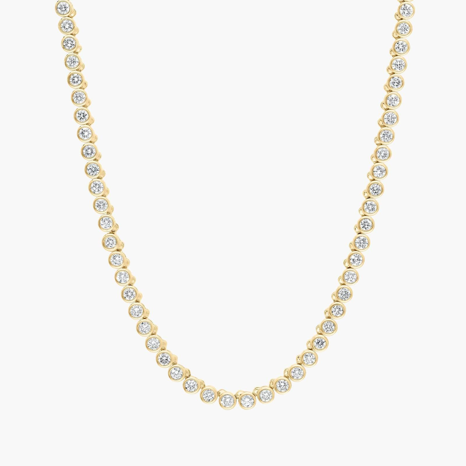 Bezel Tennis Necklace With 5 ctw Round Diamonds In 14k Yellow Gold | Blue Nile