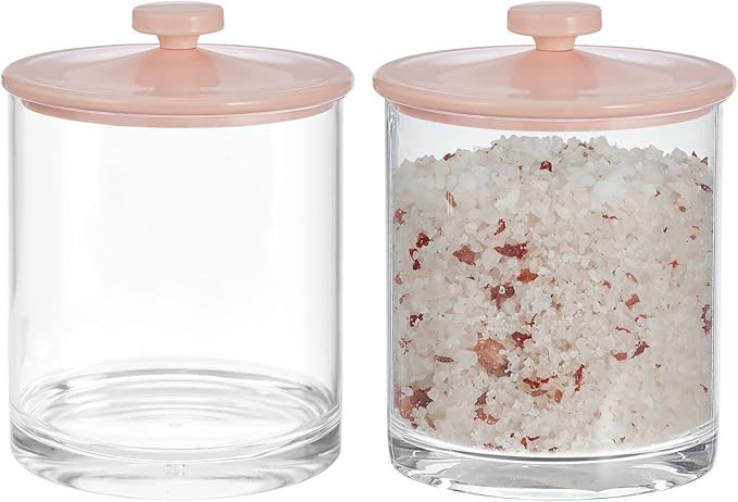 mDesign Plastic Round Bathroom Vanity Countertop Storage Organizer Apothecary Canister Jar for Co... | Amazon (US)