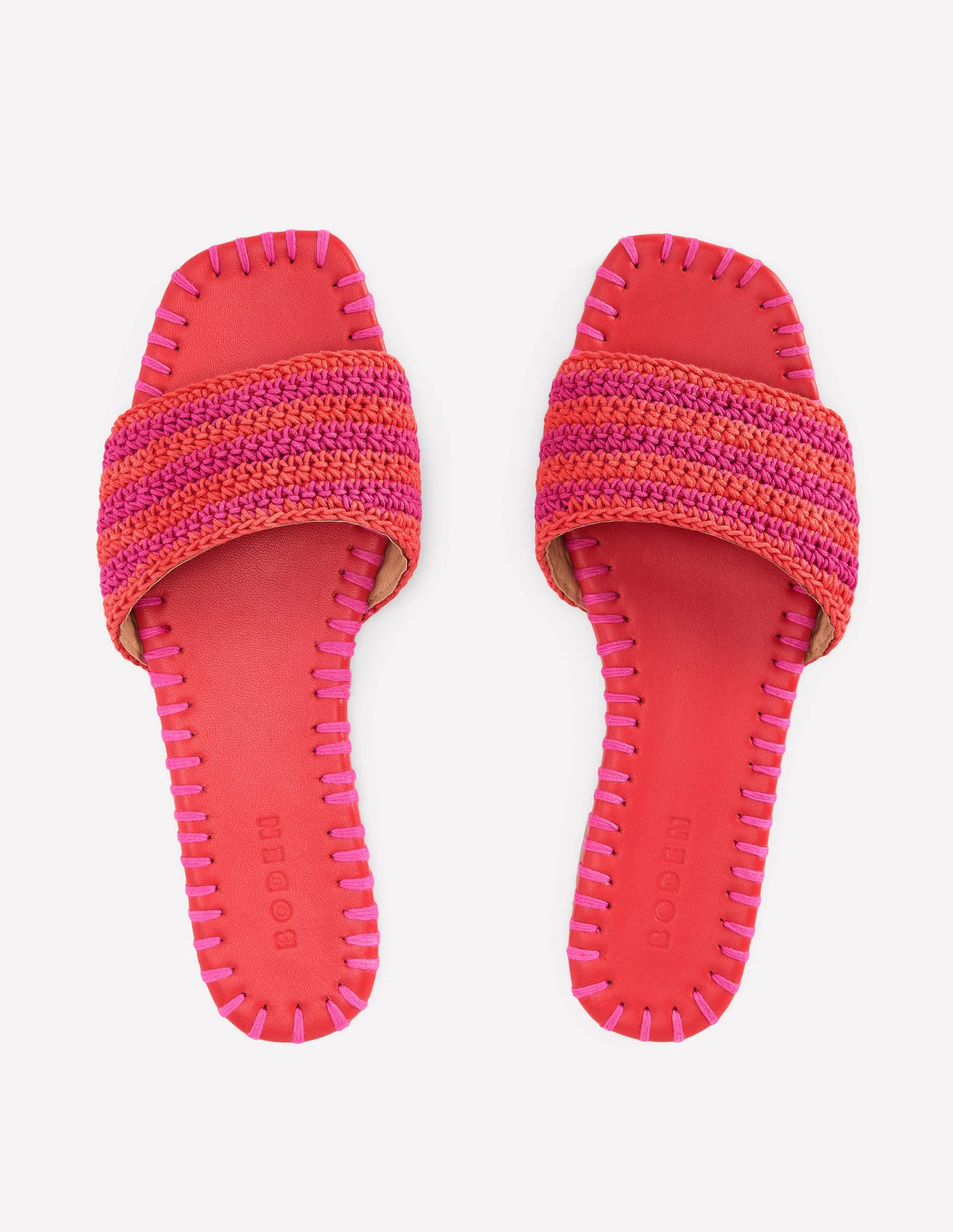 Trim Detail Flat Sandal-Pink Peony/Orange Stripe | Boden (US)