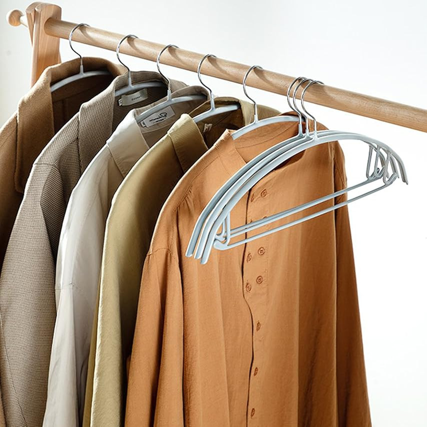 MIZGI Premium Velvet Hangers (Pack of 50) Heavyduty- Non Slip No Shoulder Bump Suit Hangers - Chrome | Amazon (US)