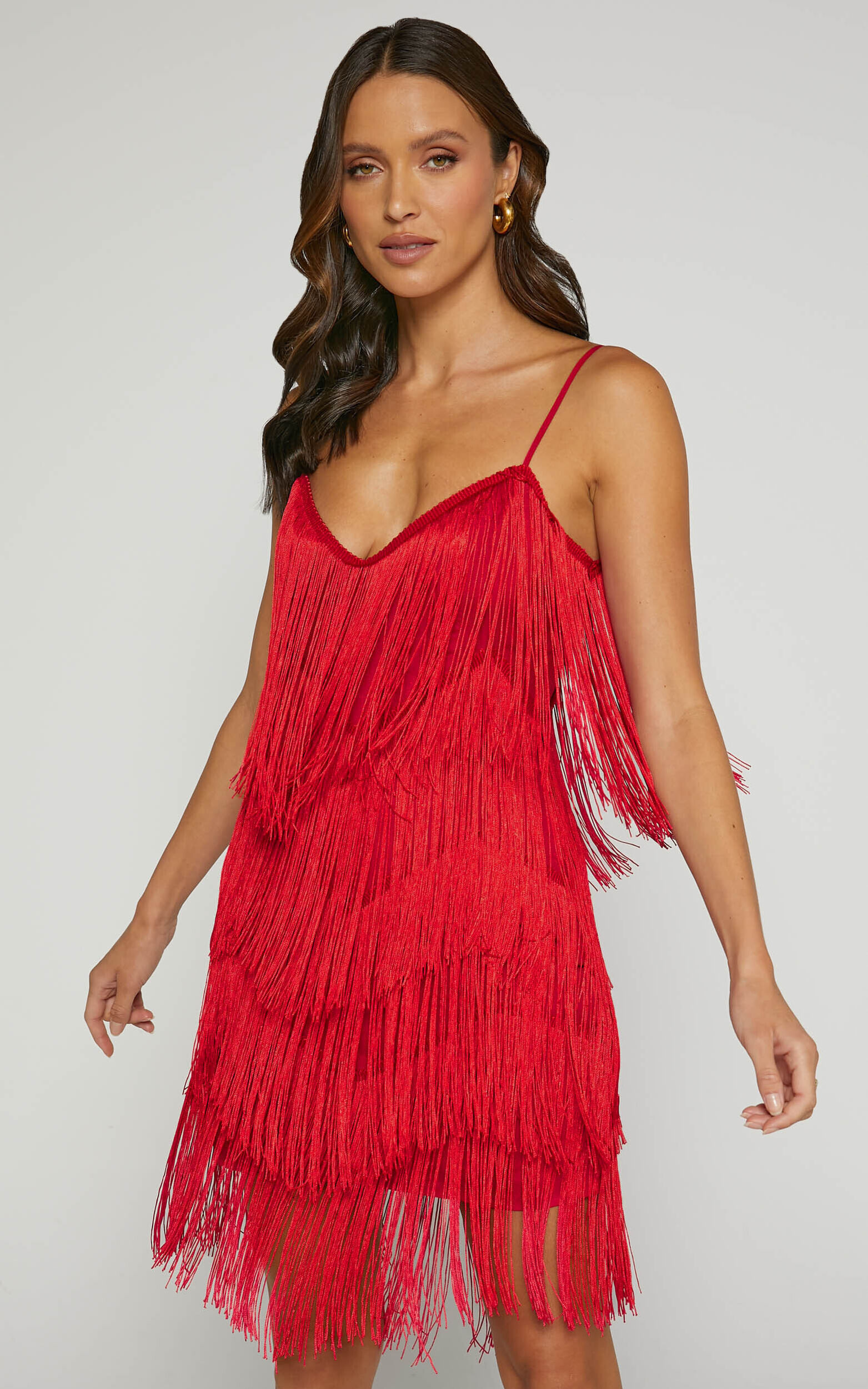 Siofra Mini Dress - Zig Zag Fringe Dress in Red | Showpo (US, UK & Europe)