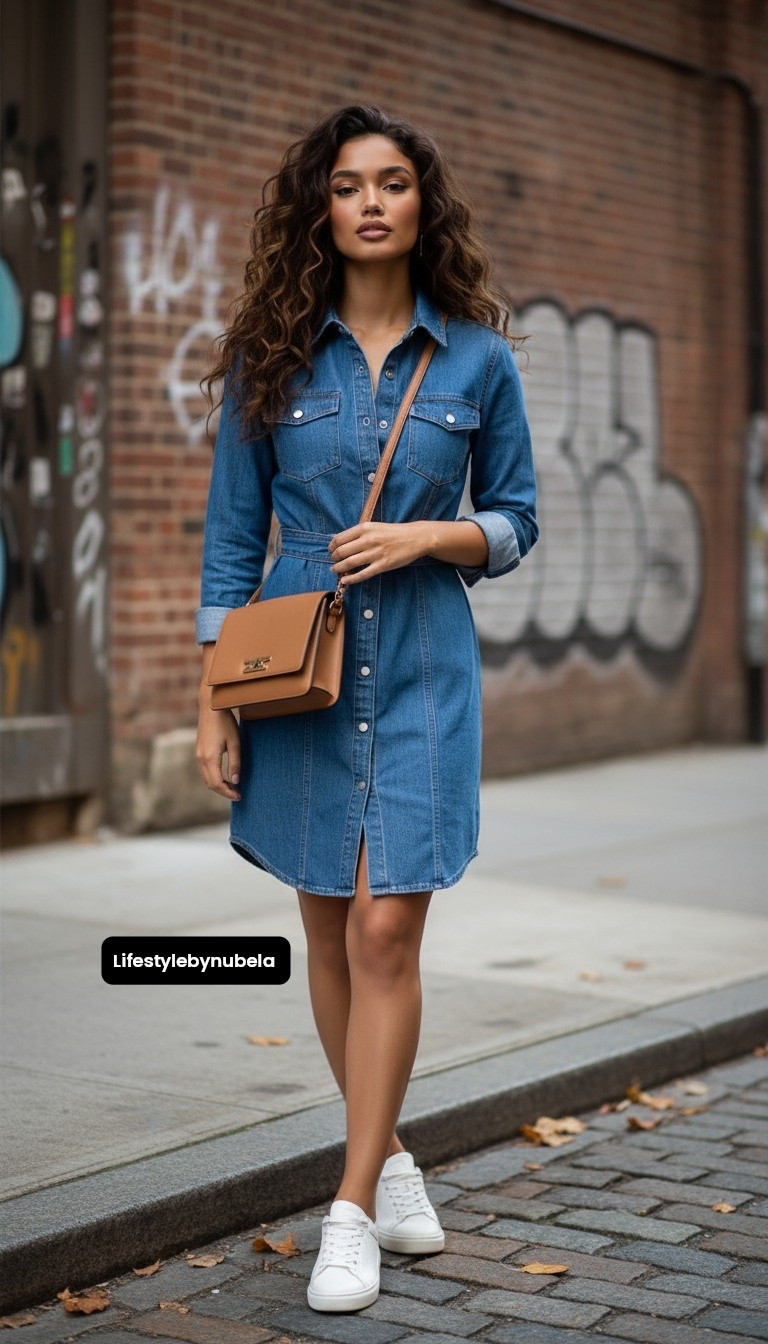 Denim shirt dress sneakers casual Fall Outfit: Button-down denim shirt dress, white sneakers, crossbody bag.

 #Denim #WhattoWear#HowtoStyle#OOTD #LTKMidSize #LTKFinds  #LTKMidSize 

#CasualDenimLooks #HowToStyleJeans #StreetStyle2025 #EverydayDenim #DenimOutfitIdeas #WardrobeStaples #ChicAndCasual #ModernDenimStyle #stylebynubela #DenimOutfits #FallFashion #EarlyFallStyle #CasualFallLooks #OOTDFall
#LTKxMadewell #LTKFallSale 

#LTKTall #LTKSaleAlert #LTKPetite #LTKStyleTip #LTKPlusSize