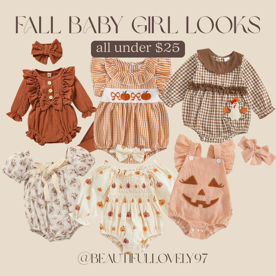 Festive fall outfits for baby girl all under $25! Amazon fall toddler outfits. The cutest fall finds for your baby and toddler! 

 #LTKHalloween #LTKSeasonal #LTKBaby