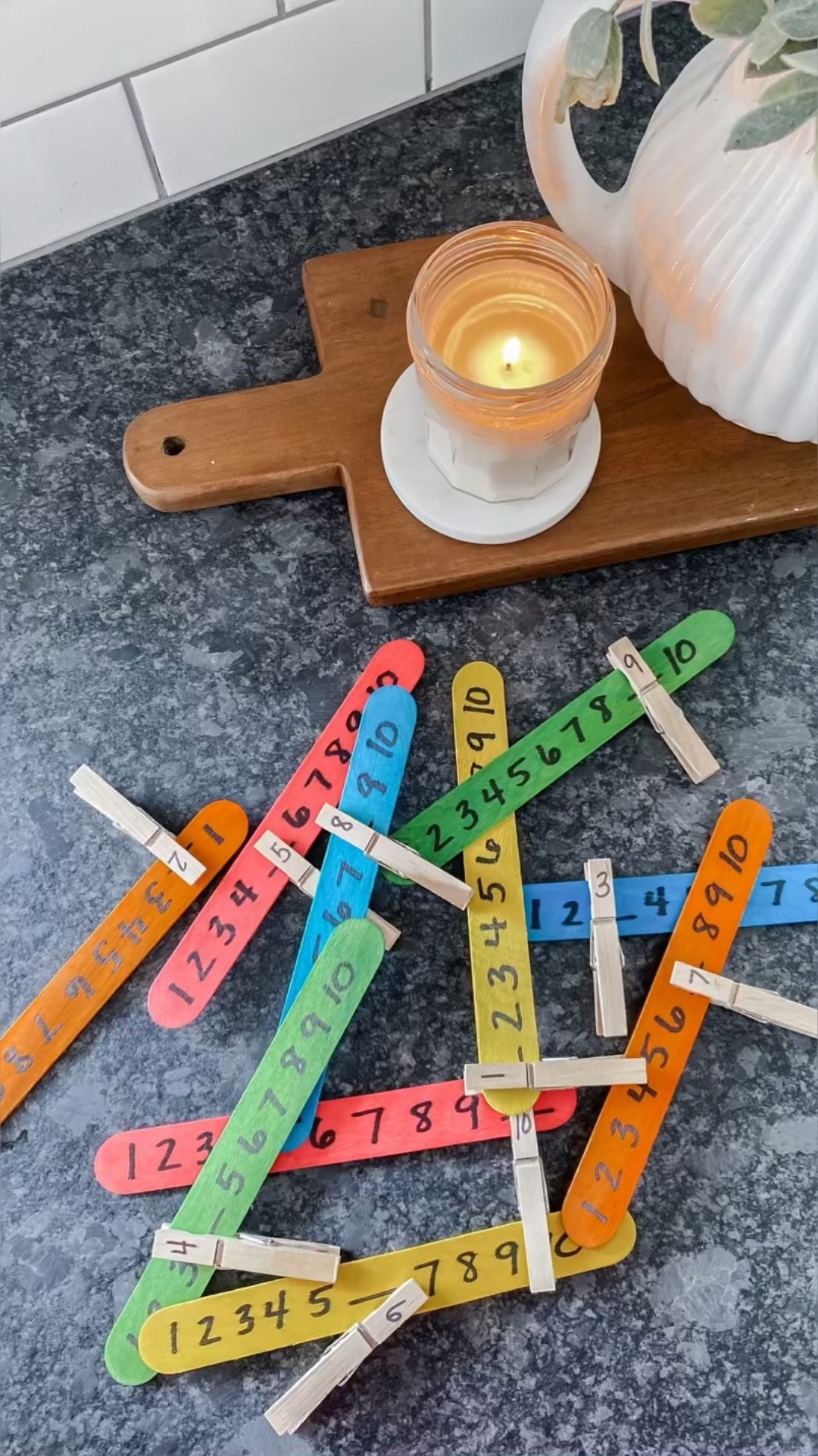 MISSING NUMBER POPSICLE STICKS! 

Counting Fun Unleashed! Get ready for a colorful and exciting math activity that will boost number skills! Using extra jumbo craft sticks (find them on my Amazon Storefront in the Kids Activity Must-Haves section), clothespins, and a permanent marker, watch as your child hones their counting and ordering abilities while practicing dexterity and fine-motor coordination.

I was so proud of my Roo as she counted each number on the popsicle sticks outloud and figured out which was missing, pinning the correct clothespin. 

You'll be amazed at all your child is capable of when given opportunities to practice their skills in fun, interactive ways!	

#LTKFind #LTKkids #LTKunder50