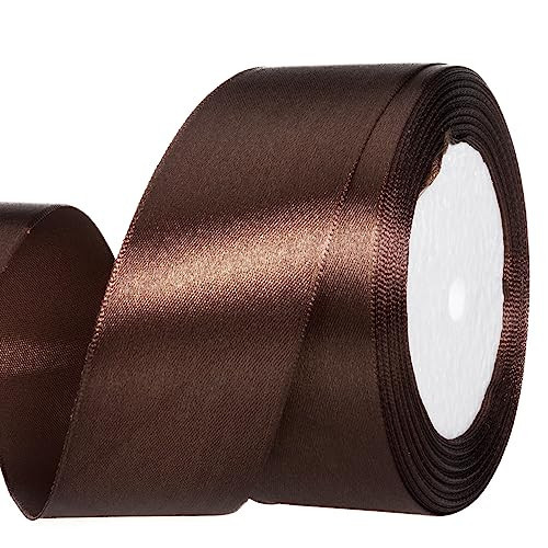 ATRBB 25 Yards 1-1/2 inch Brown Satin Ribbon for Gift Wrapping | Amazon (US)