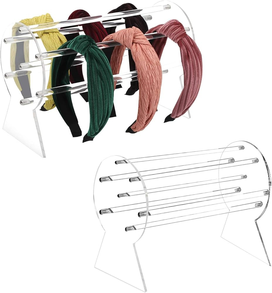 Acrylic Headband Holder, 2PCS Clear Hairband Organizer, Headband Display Stand, Storage Rack for ... | Amazon (US)