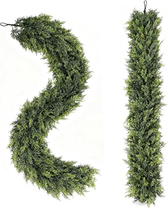 Bdor 2Pcs 6ft Artificial Cedar Garland for Christmas Decoration – Realistic Faux Greenery Garla... | Amazon (US)