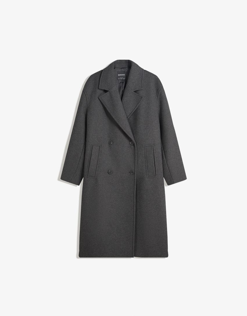 Long drop-shoulder coat - Jackets and trench - Women | Bershka GB