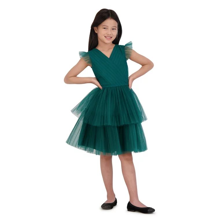 Wonder Nation Girls Pleated Teal Dress, Sizes 4-18 & Plus | Walmart (US)