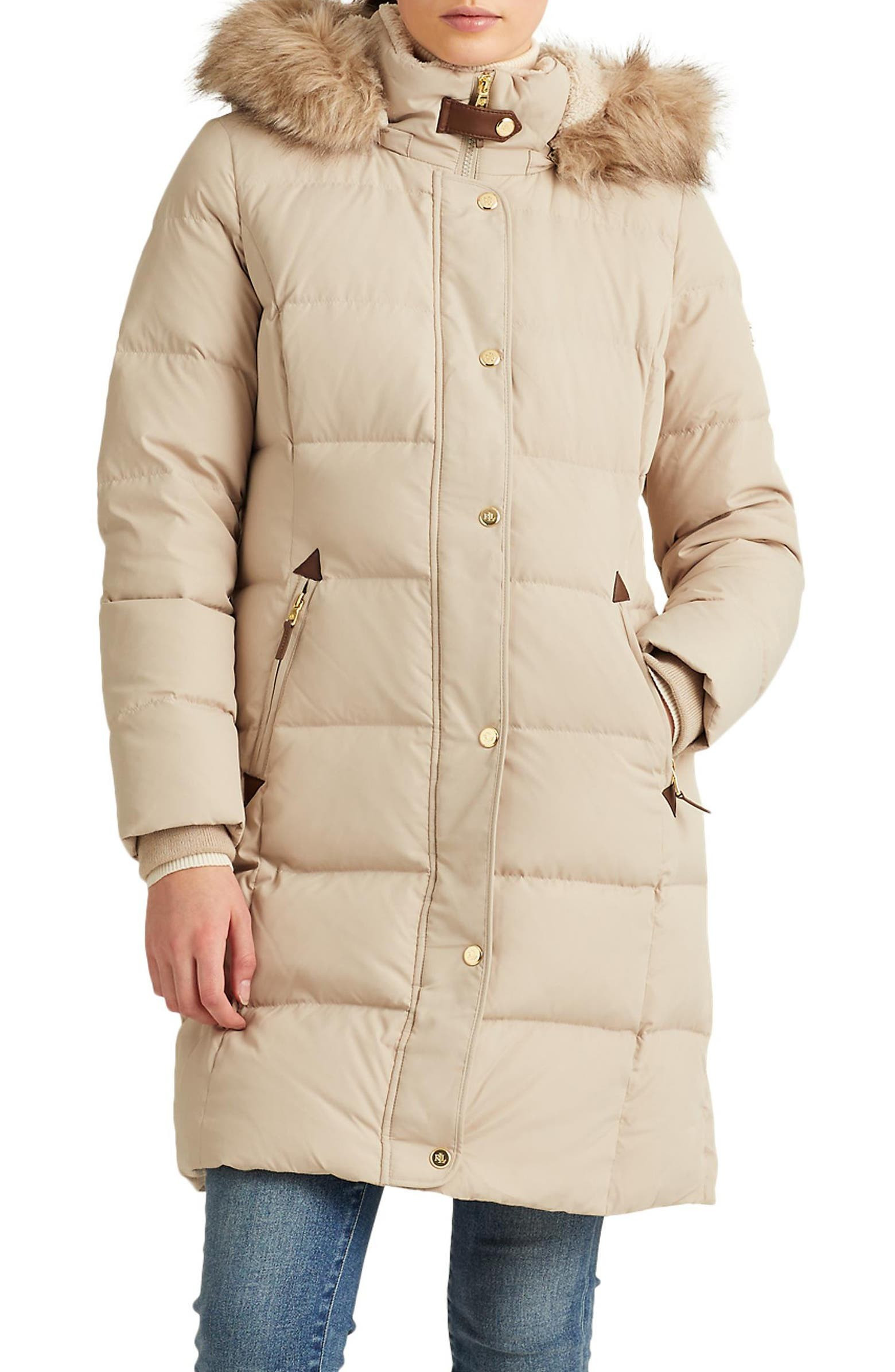 Lauren Ralph Lauren Faux Fur Trim Down Puffer Coat | Nordstrom | Nordstrom