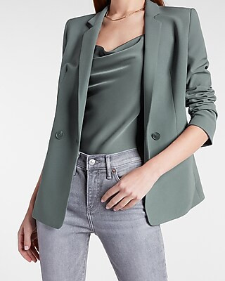 Supersoft Twill Double Breasted Blazer | Express