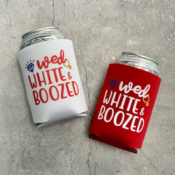 Wed White & Boozed Bachelorette Party Can Coolers 4th of July | Etsy (US)