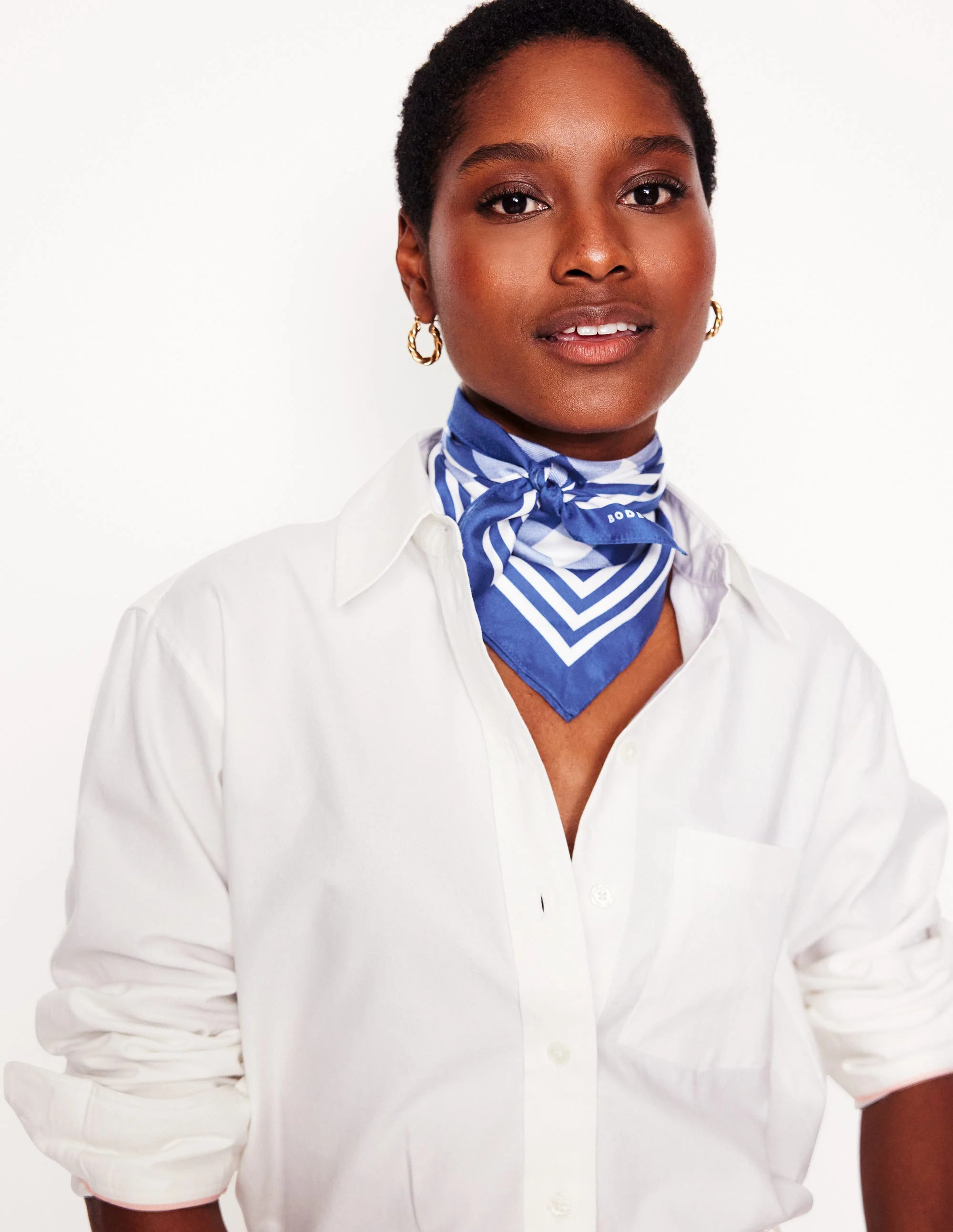 Silk Square Scarf-Bright Blue, Gingham | Boden UK