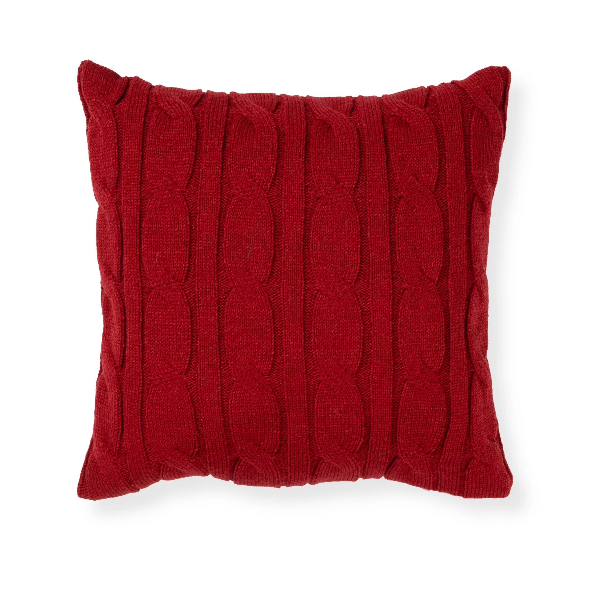 Mainstays Decorative Throw Pillow, Holiday Sweater Knit, 17"x17" Square, 1 per Pack | Walmart (US)