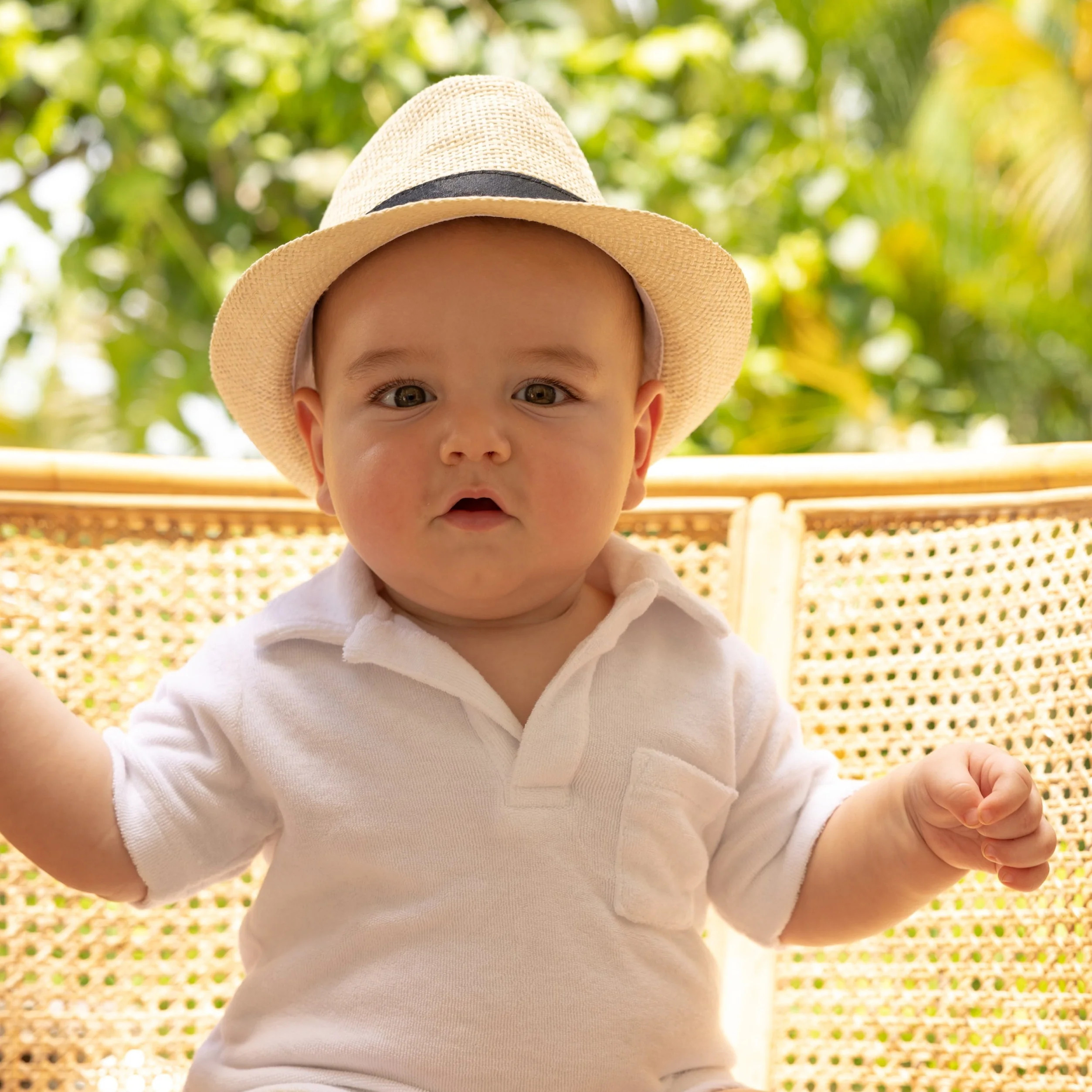 Boy's Hawaiian and Aloha Shirts | The Casa Blanca - Boys White Terry Polo | Kenny Flowers