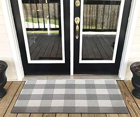 Levinis Grey Buffalo Check Rug 2' x 3'- Cotton Washable Front Porch Rugs Farmhouse Door Mats Hand... | Amazon (US)