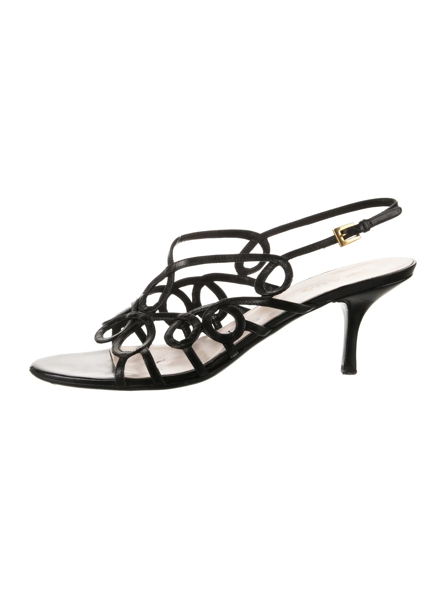 Prada Leather Cutout Accent Slingback Sandals - Black Sandals, Shoes - PRA1219947 | The RealReal | The RealReal