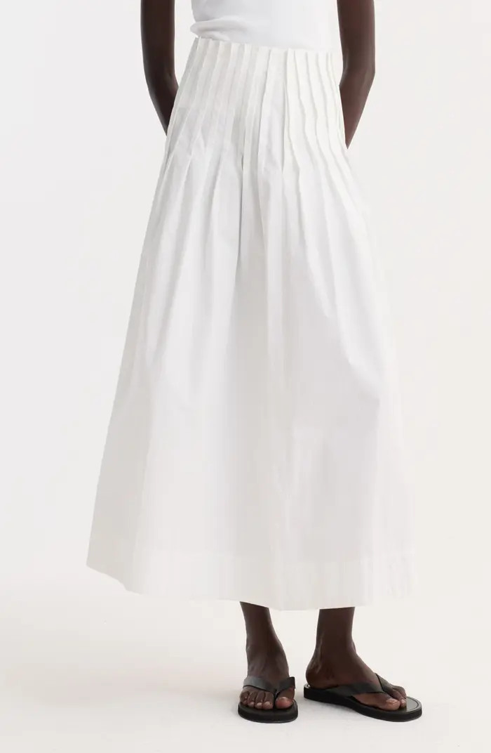 Róhe Pleated Cotton Poplin A-Line Skirt | Nordstrom | Nordstrom