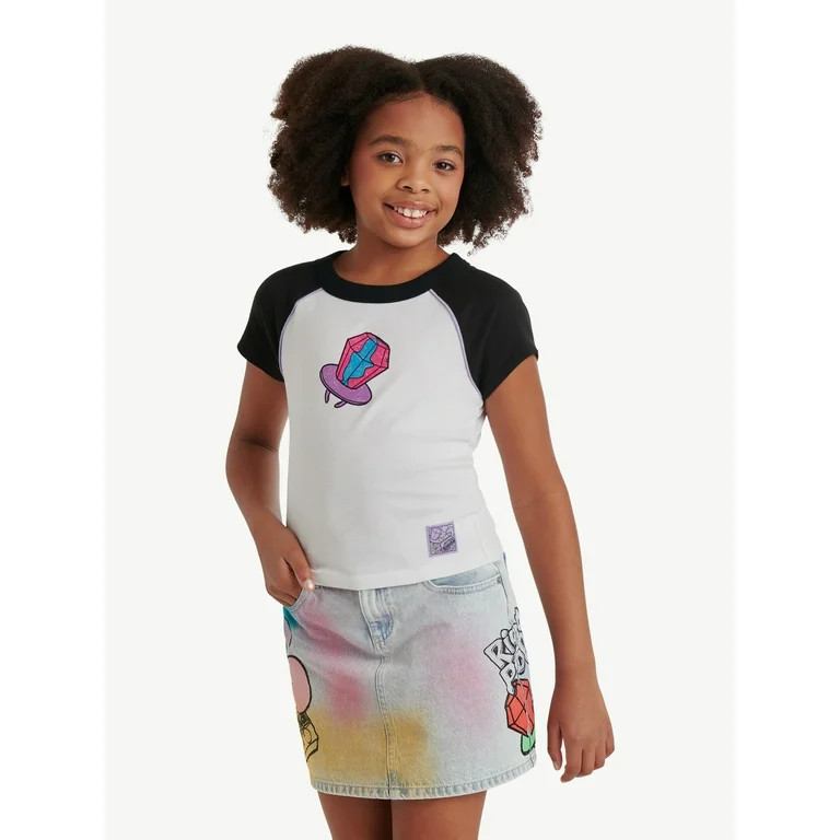 Justice Girls Ring Pop Collab Raglan Baby Tee, Sizes XS-XLP | Walmart (US)