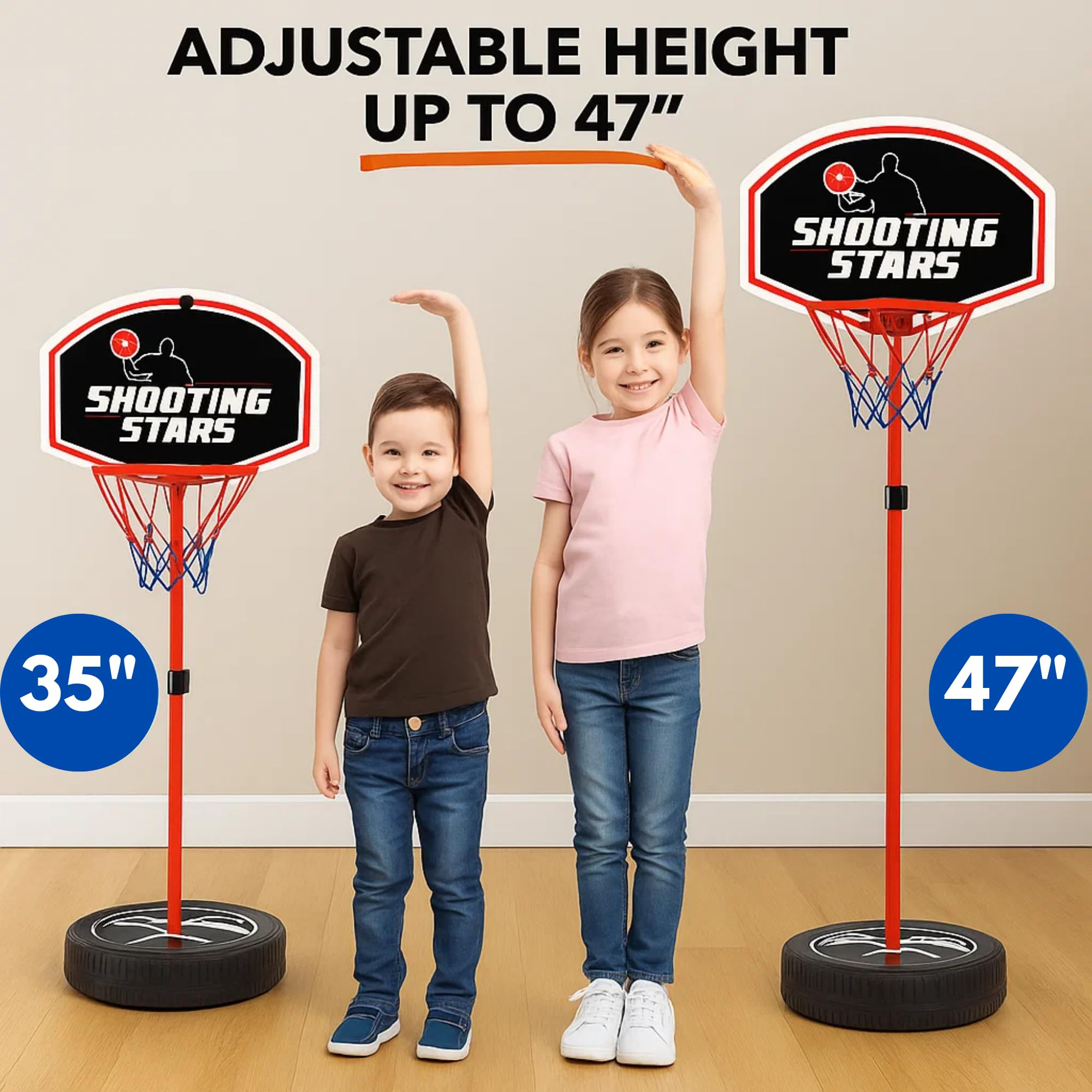 Toddler Basketball Hoop Indoor - Basketball Hoop Toddler, Adjustable Indoor & Outdoor Mini Court ... | Amazon (US)