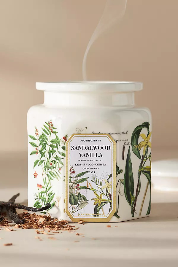 Apothecary 18 Woody Sandalwood Vanilla Ceramic Jar Candle | Anthropologie (US)