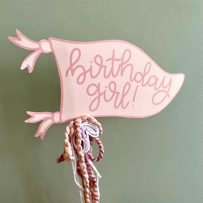 Birthday Girl Pennant, Happy Birthday Flag Printable, Birthday Gift Tag, Happy Birthday Gift Wrap... | Etsy (US)