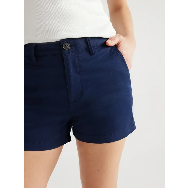Free Assembly Women’s Mid-Rise Chino Shorts, 3.25” Inseam, Sizes 0-20 | Walmart (US)