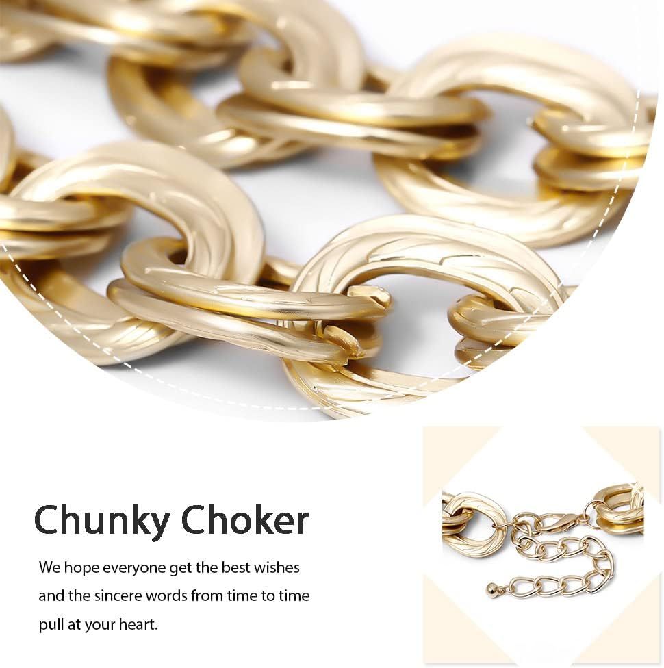 ACEDRE Chunky Choker Necklace Gold Cuban Link Chain Double O Link Necklaces Punk Hip-hop Jewelry ... | Amazon (US)