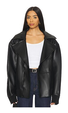 Norma Kamali Oversized Moto Jacket in Black from Revolve.com | Revolve Clothing (Global)