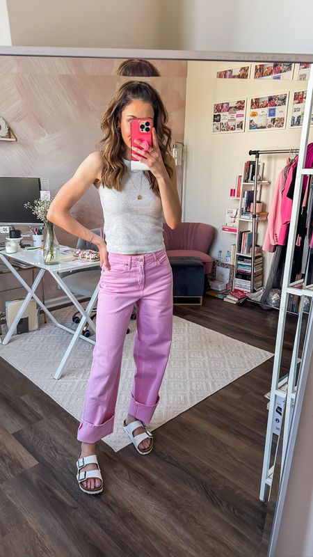 Casual spring outfit from Old Navy 🥰

Ribbed tank top // pink pants // white Birkenstock sandals // casual outfit 

#LTKstyletip #LTKSeasonal #LTKfindsunder50