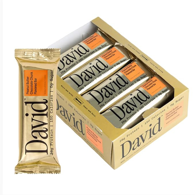 David Peanut Butter Chocolate Chunk Flavored Bars | 28g Protein | 12 Pack | Amazon (US)